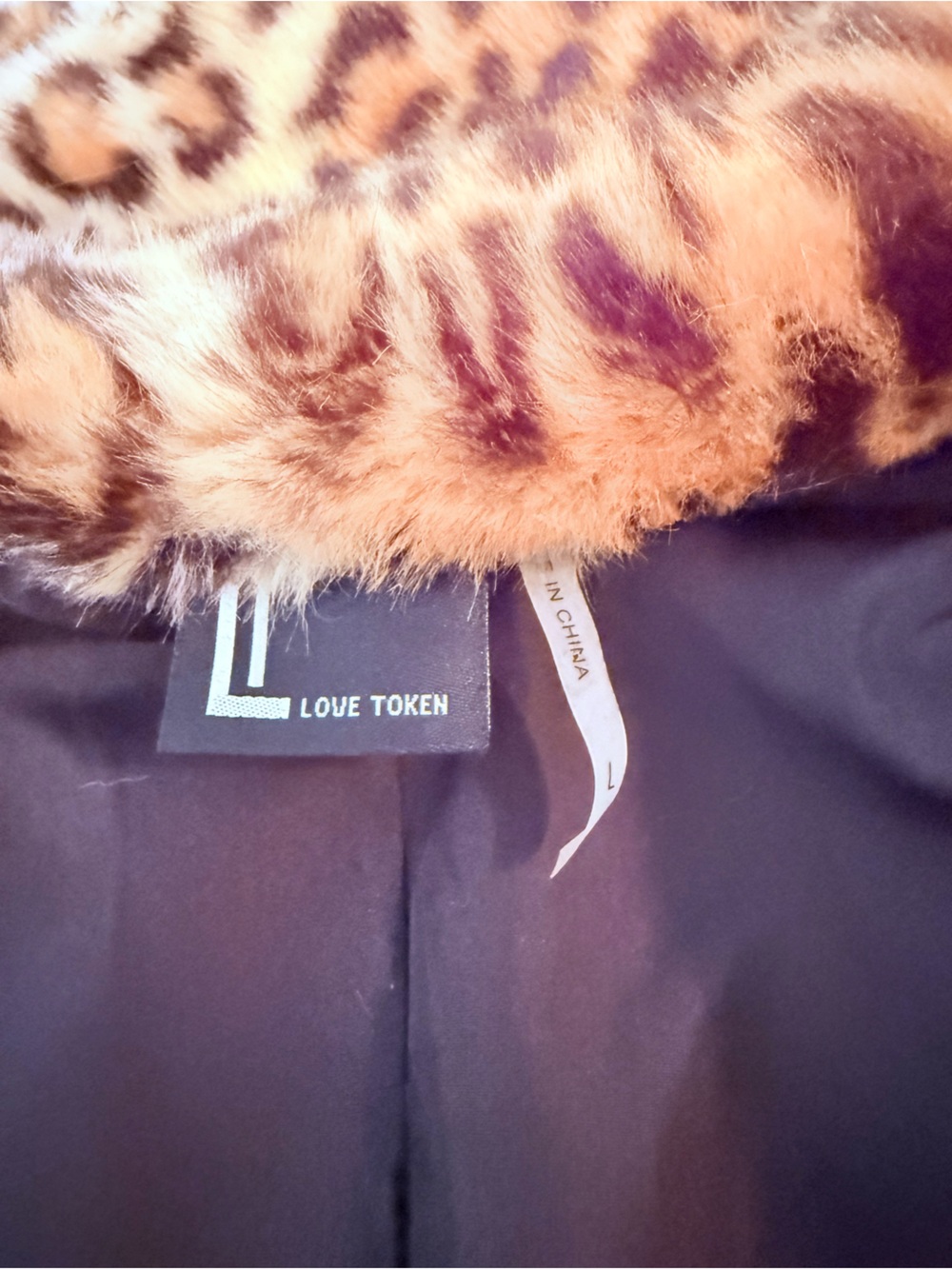 NEW Love Token faux fur leopard coat size Large - Picture 8 of 11